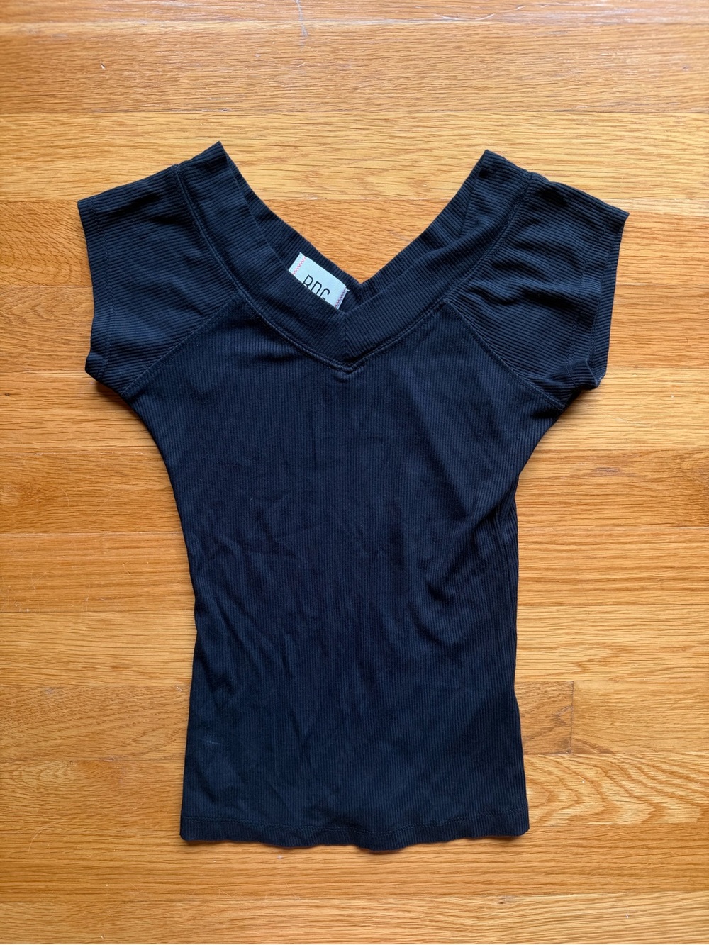 BDG Urban Outfitters Black Ribbed V-Neck Top - Size Small
